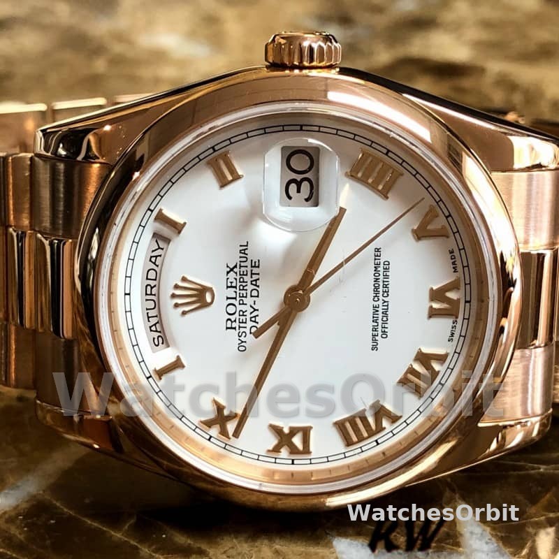 Rolex Day-Date 118205 Everose Gold White Dial 36mm Unisex Replica Watch
