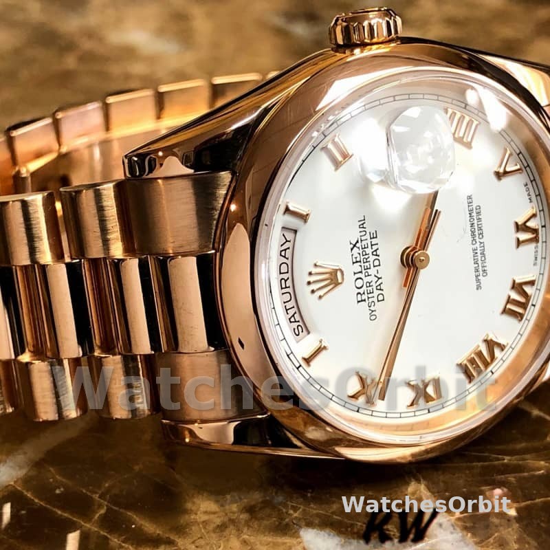 Rolex Day-Date 118205 Everose Gold White Dial 36mm Unisex Replica Watch