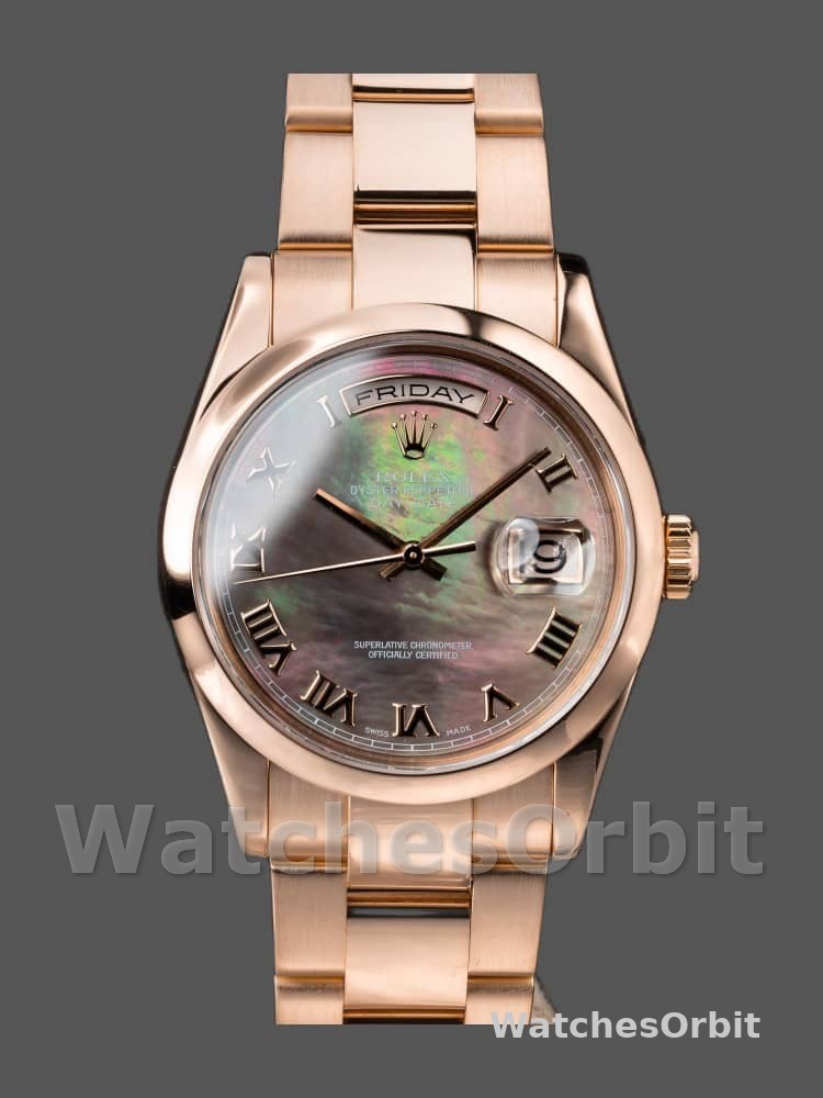 Rolex Day-Date 118205 MOP Roman numeral Dial 36mm Unisex Replica Watch