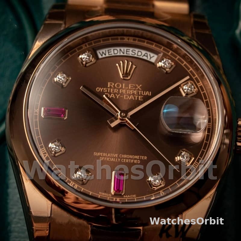 Rolex Day-Date 118205 Rose Gold Chocolate Brown Dial 36mm Unisex Replica Watch