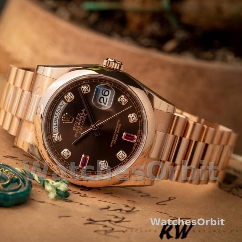 Rolex Day-Date 118205 Rose Gold Chocolate Brown Dial 36mm Unisex Replica Watch