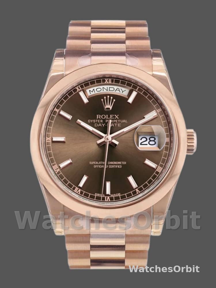 Rolex Day-Date 118205 Rose Gold Chocolate Dial 36mm Unisex Replica Watch