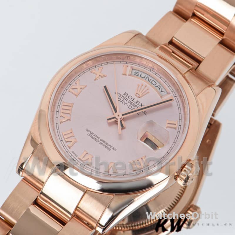 Rolex Day-Date 118205 Rose Gold Pink dial 36mm Unisex Replica Watch