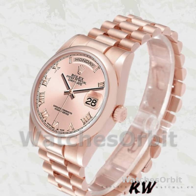 Rolex Day-Date 118205 Rose Gold Pink dial Automatic 36mm Unisex Replica Watch