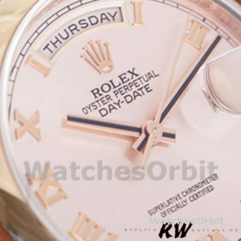 Rolex Day-Date 118205 Rose Gold Pink dial Automatic 36mm Unisex Replica Watch