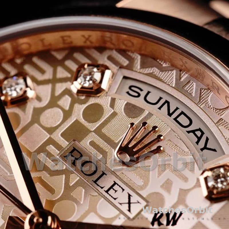Rolex Day-Date 118205 Rose Gold Pink Jubilee Diamond Dial 36mm Unisex Replica Watch