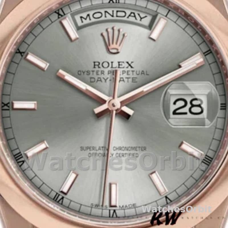 Rolex Day-Date 118205 Rose Gold Rhodium Grey Dial 36mm Unisex Replica Watch
