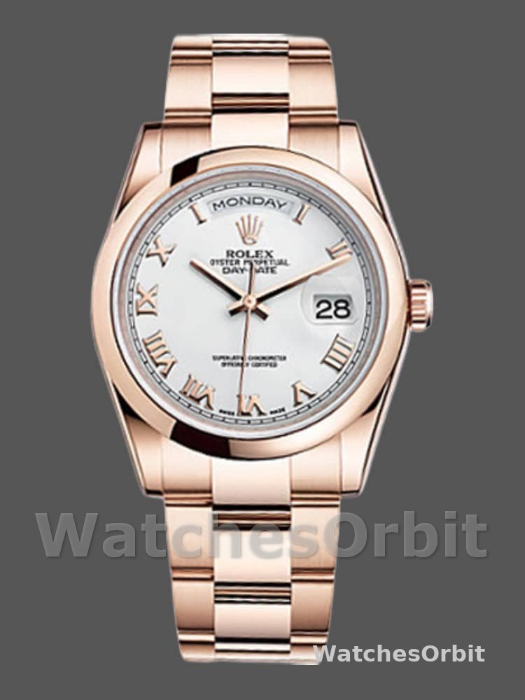 Rolex Day-Date 118205 White Roman Numeral Dial 36mm Unisex Replica Watch