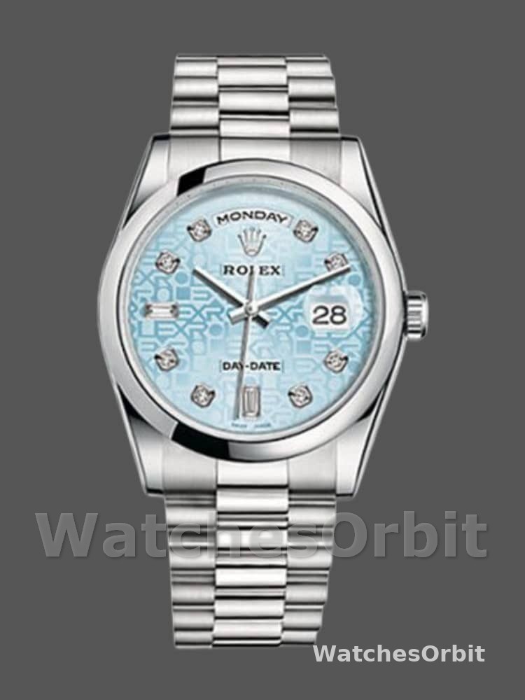 Rolex Day-Date 118206 Ice Blue Diamonds Dial 36mm Unisex Replica Watch