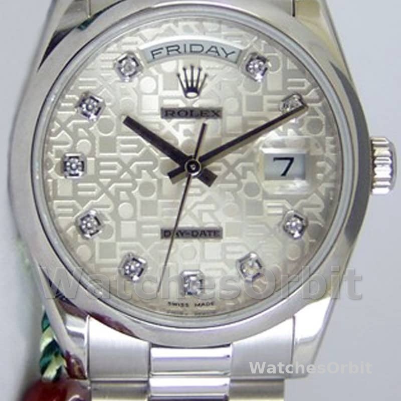 Rolex Day-Date 118206 Jubilee Silver Dial Diamonds 36mm Unisex Replica Watch