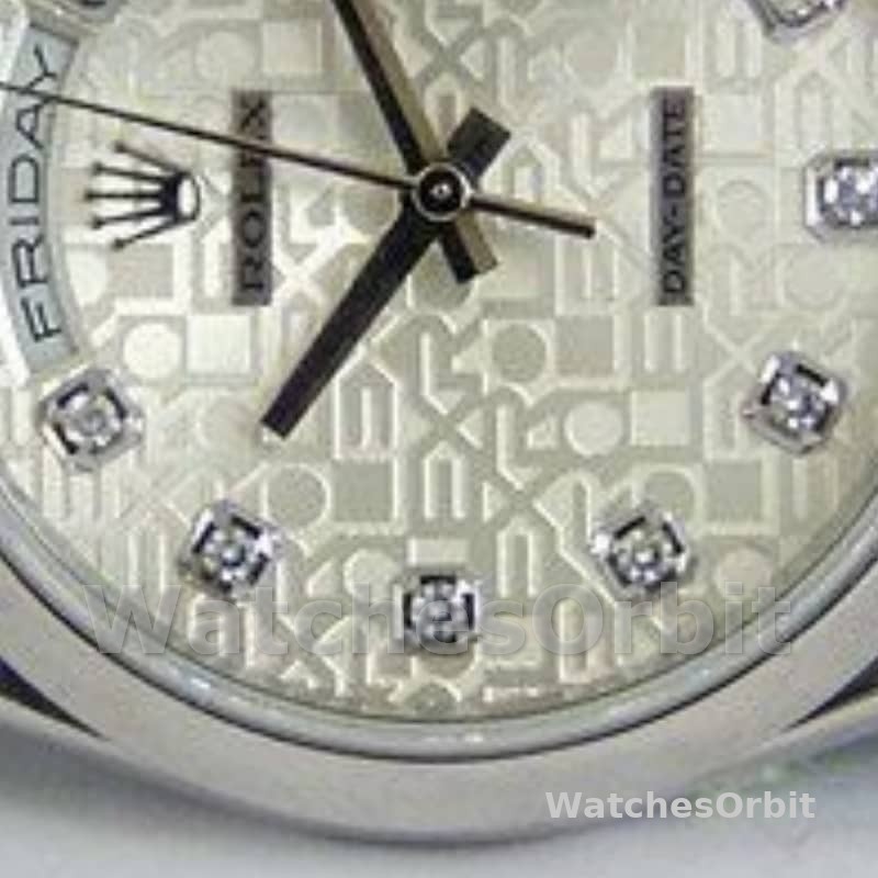 Rolex Day-Date 118206 Jubilee Silver Dial Diamonds 36mm Unisex Replica Watch