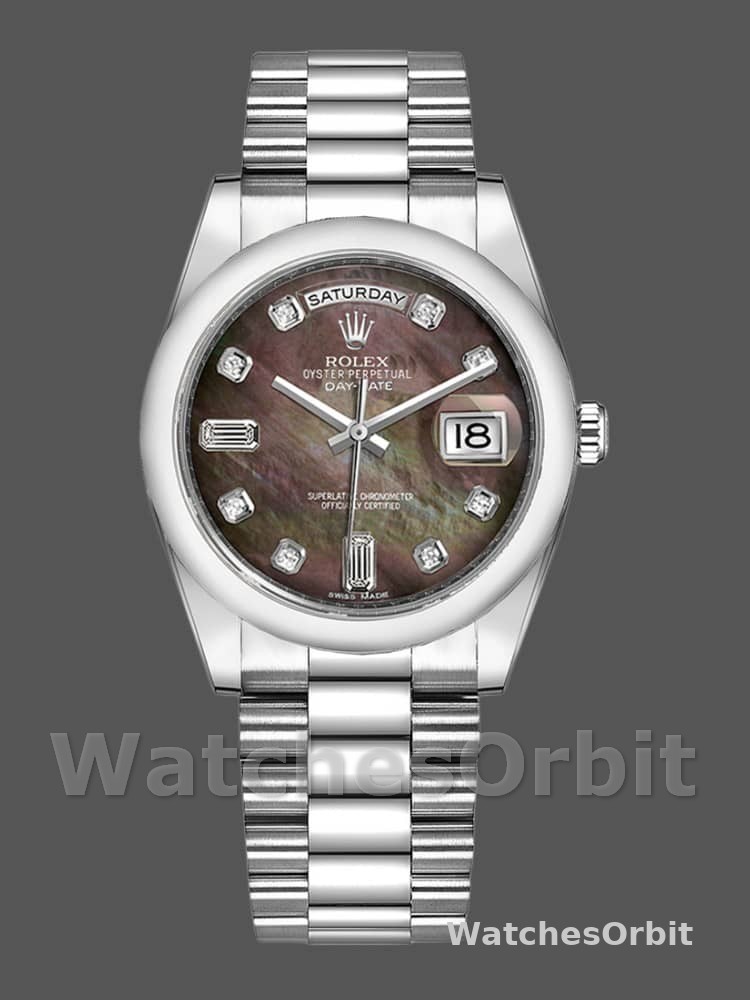 Rolex Day Date 118206 Mother of Pearl Black Dial 36mm Unisex Replica Watch
