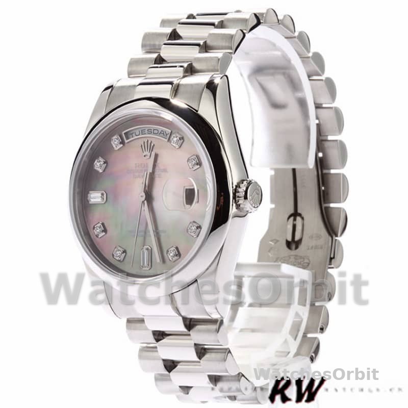 Rolex Day Date 118206 Mother of Pearl Black Dial 36mm Unisex Replica Watch