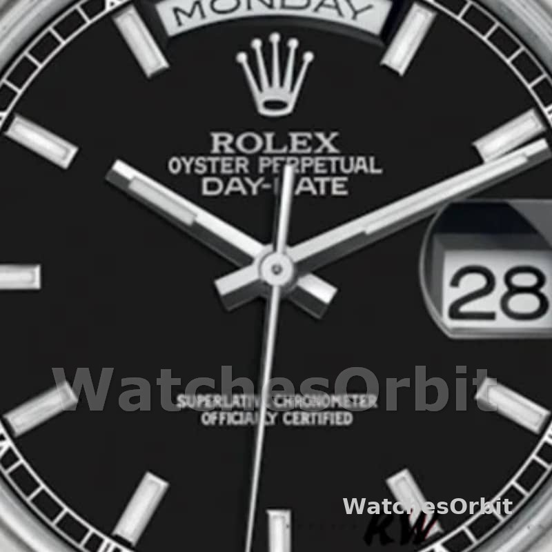 Rolex Day Date 118206 Platinum Black Dial 36mm Unisex Replica Watch