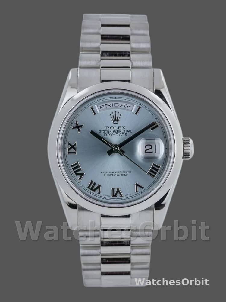 Rolex Day Date 118206 Platinum Ice Blue dial 36mm Unisex Replica Watch