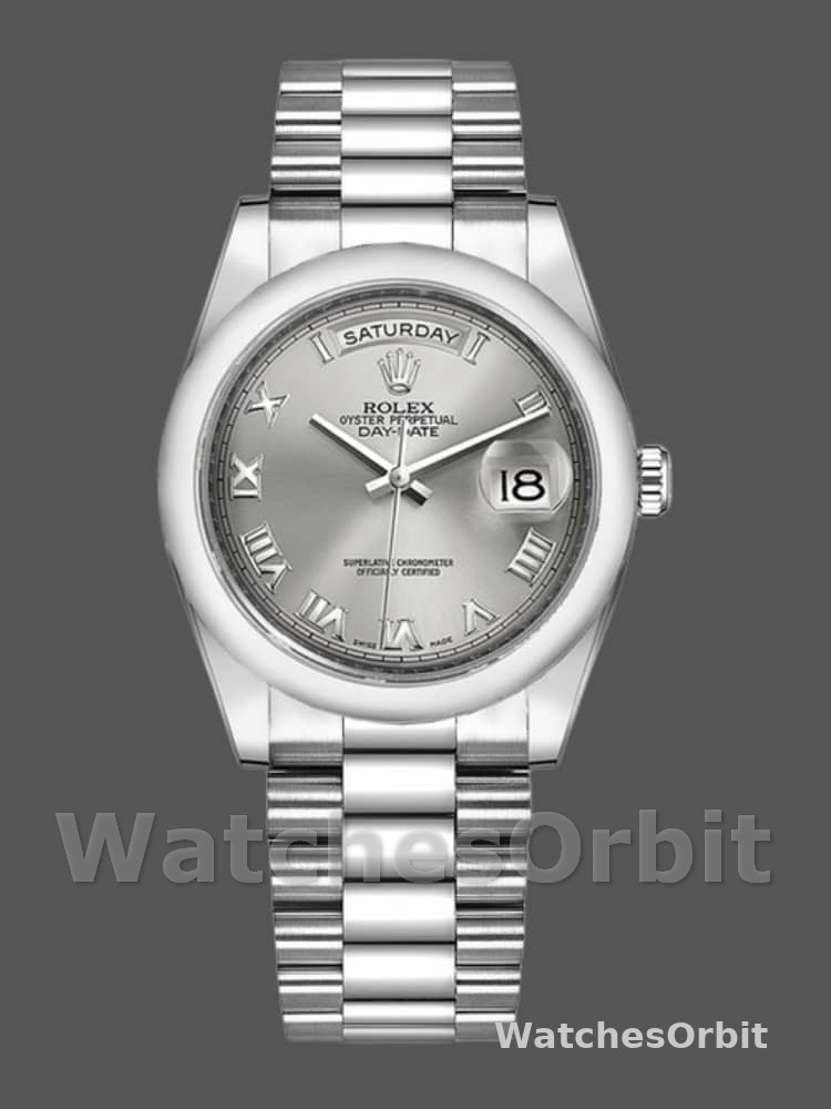 Rolex Day-Date 118206 Rhodium Grey Dial Roman Numerals 36mm Unisex Replica Watch