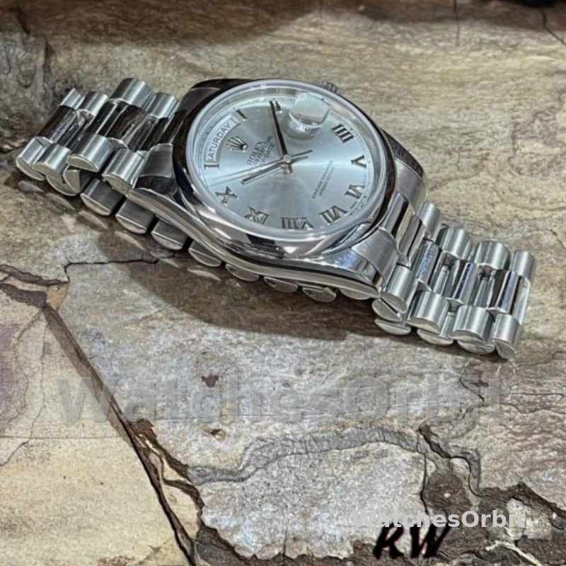 Rolex Day-Date 118206 Rhodium Grey Dial Roman Numerals 36mm Unisex Replica Watch