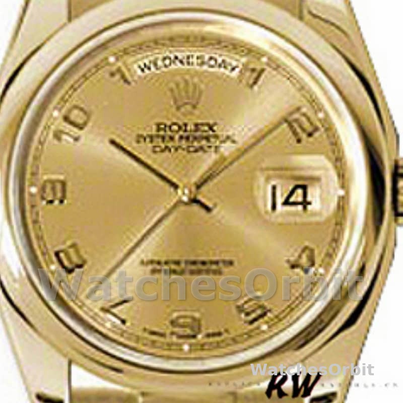 Rolex Day-Date 118208 champagne dial Arabic Numeral Hour Markers yellow gold 36mm Unisex Replica Watch