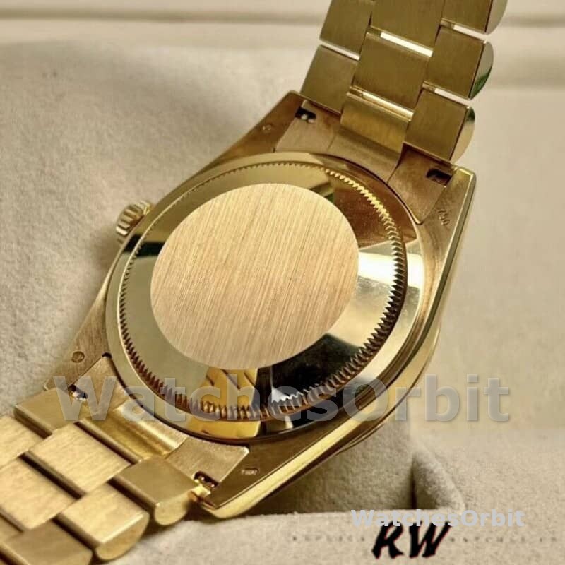 Rolex Day-Date 118208 champagne dial with gold indexes Yellow Gold 36mm Unisex Replica Watch