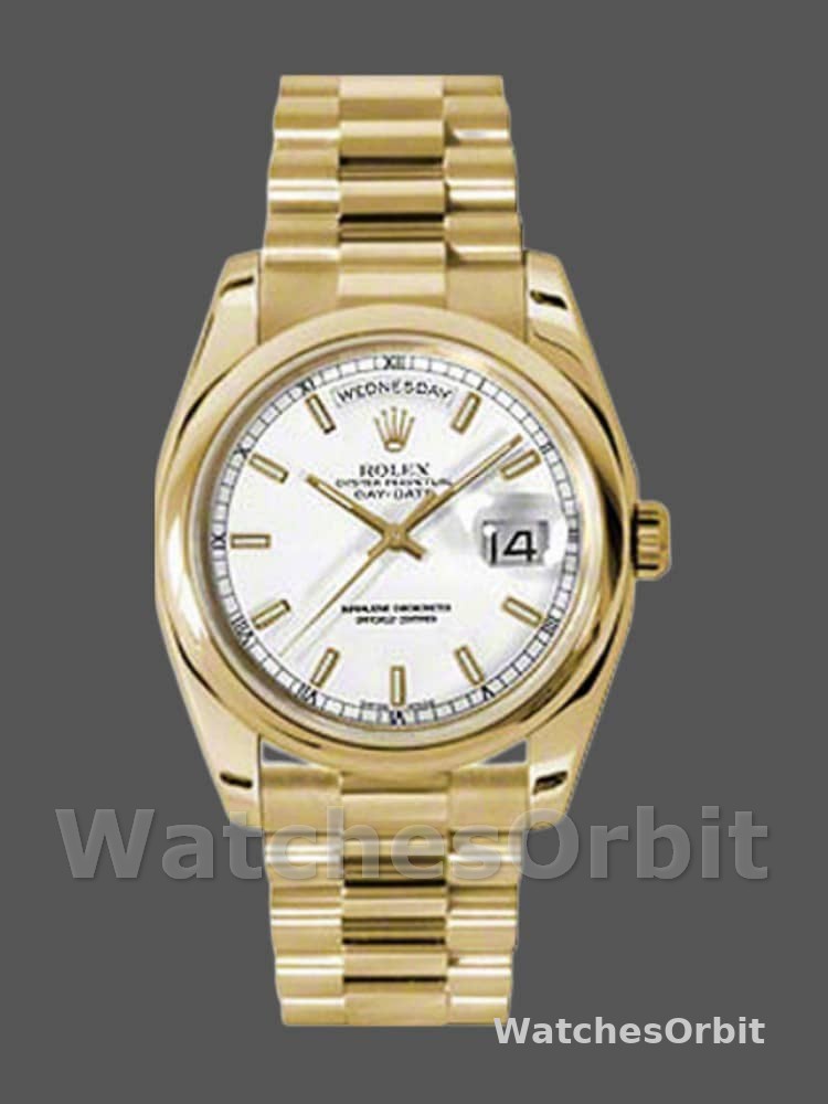 Rolex Day-Date 118208 White Dial 36mm Unisex Replica Watch