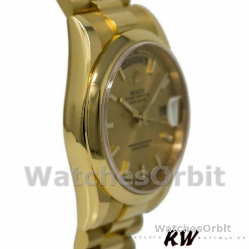 Rolex Day-Date 118208 Yellow Gold Champagne Dial 36mm Unisex Replica Watch