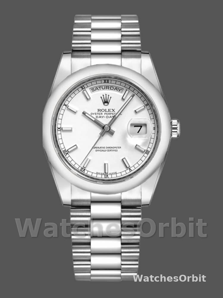 Rolex Day-Date 118209 Oyster Bracelet White Dial 36mm Unisex Replica Watch