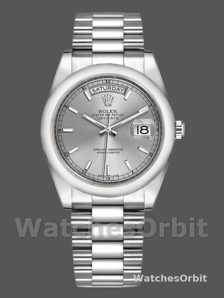 Rolex Day-Date 118209 Silver Dial White Gold 36mm Unisex Replica Watch