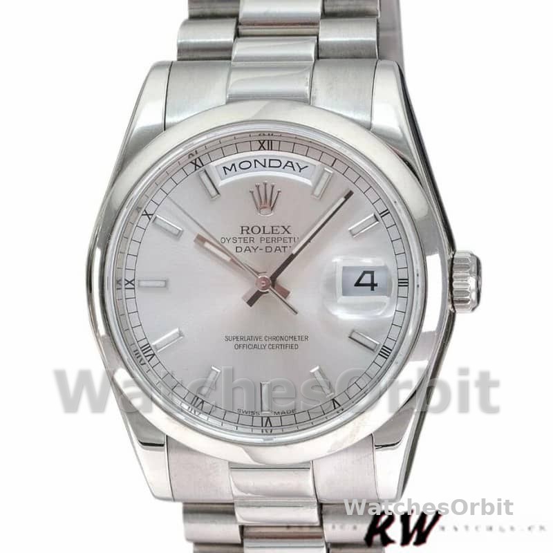 Rolex Day-Date 118209 Silver Dial White Gold 36mm Unisex Replica Watch