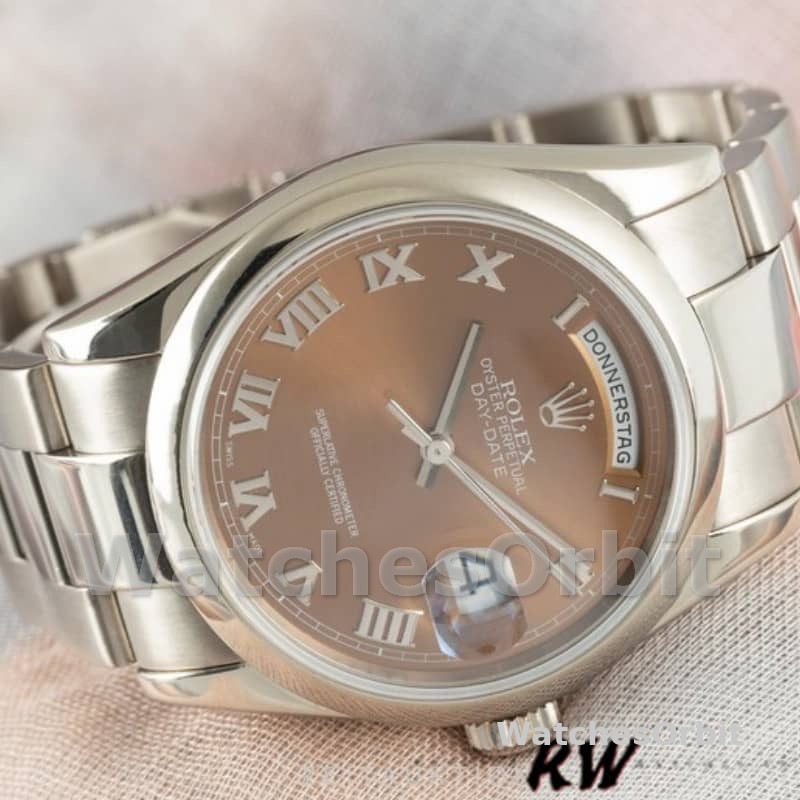 Rolex Day-Date 118209 White Gold Copper Brown Dial 36mm Unisex Replica Watch
