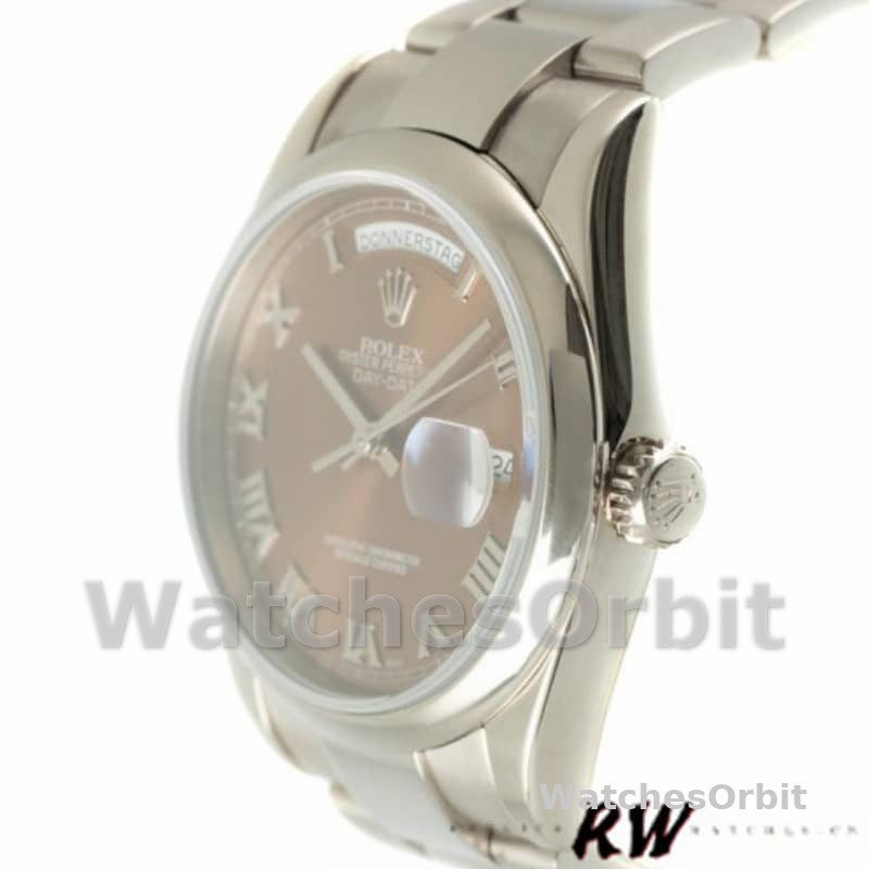 Rolex Day-Date 118209 White Gold Copper Brown Dial 36mm Unisex Replica Watch