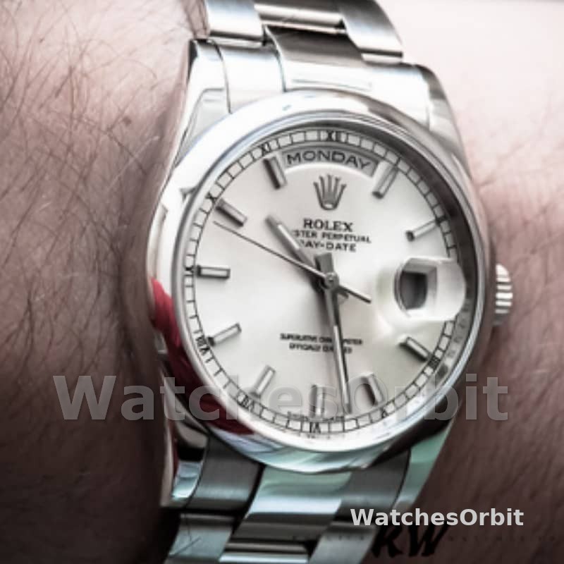 Rolex Day-Date 118209 White Gold Oyster Bracelet White Dial 36mm Unisex Replica Watch