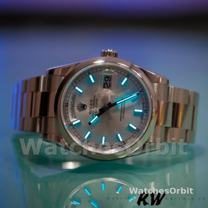 Rolex Day-Date 118209 White Gold Oyster Bracelet White Dial 36mm Unisex Replica Watch