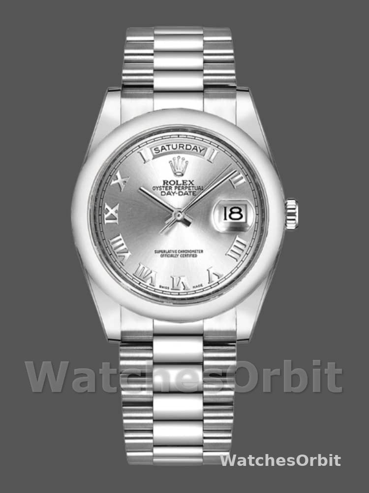 Rolex Day-Date 118209 White Gold Silver Dial Automatic 36mm Unisex Replica Watch