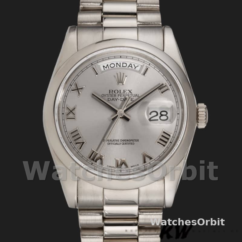 Rolex Day-Date 118209 White Gold Silver Dial Automatic 36mm Unisex Replica Watch