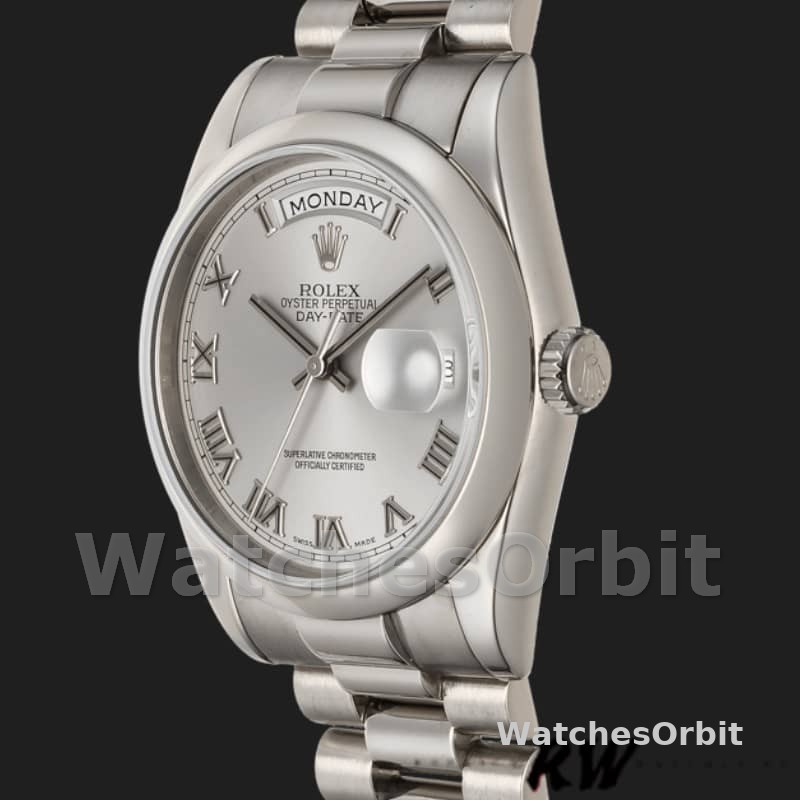 Rolex Day-Date 118209 White Gold Silver Dial Automatic 36mm Unisex Replica Watch