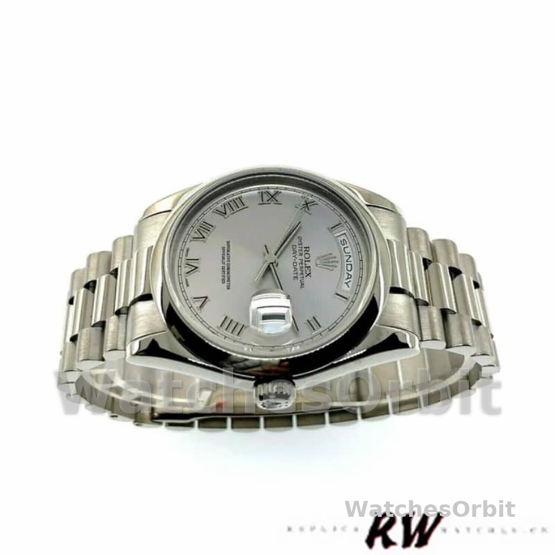 Rolex Day-Date 118209 White Gold Silver Dial Automatic 36mm Unisex Replica Watch