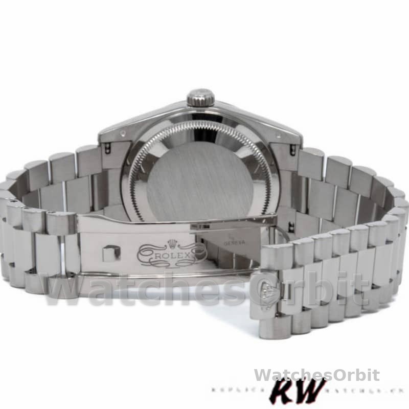 Rolex Day-Date 118209 White Gold Silver Diamond Dial Automatic 36mm Unisex Replica Watch