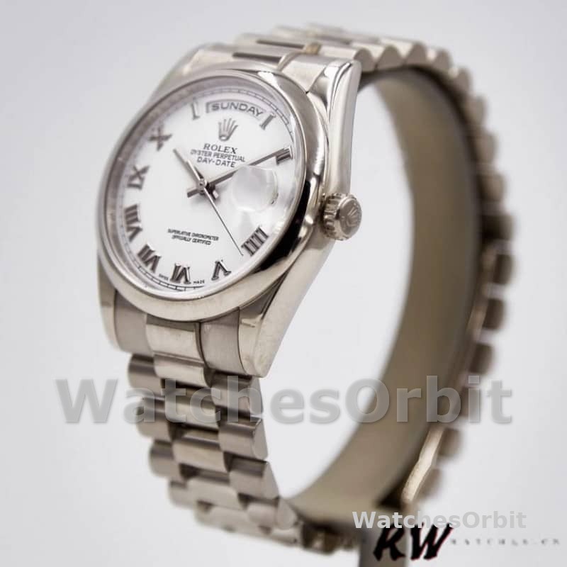 Rolex Day-Date 118209 White Gold White Dial 36mm Unisex Replica Watch
