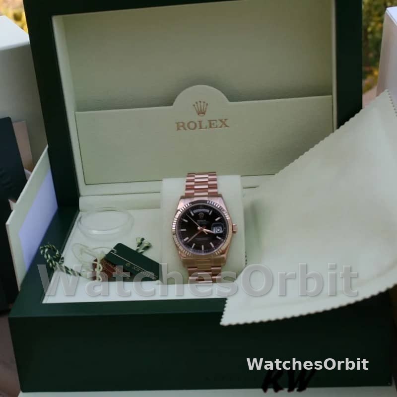 Rolex Day-Date 118235 Black Dial Rose Gold 36mm Unisex Replica Watch