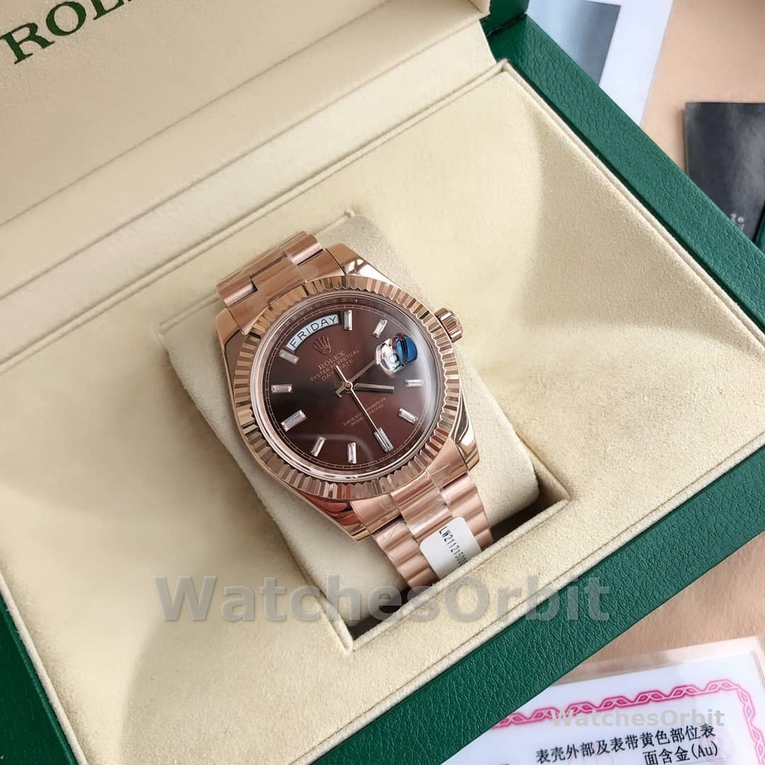 Rolex Day-Date 118235 Everose Gold Case Chocolate Dial 36mm Unisex Replica Watch