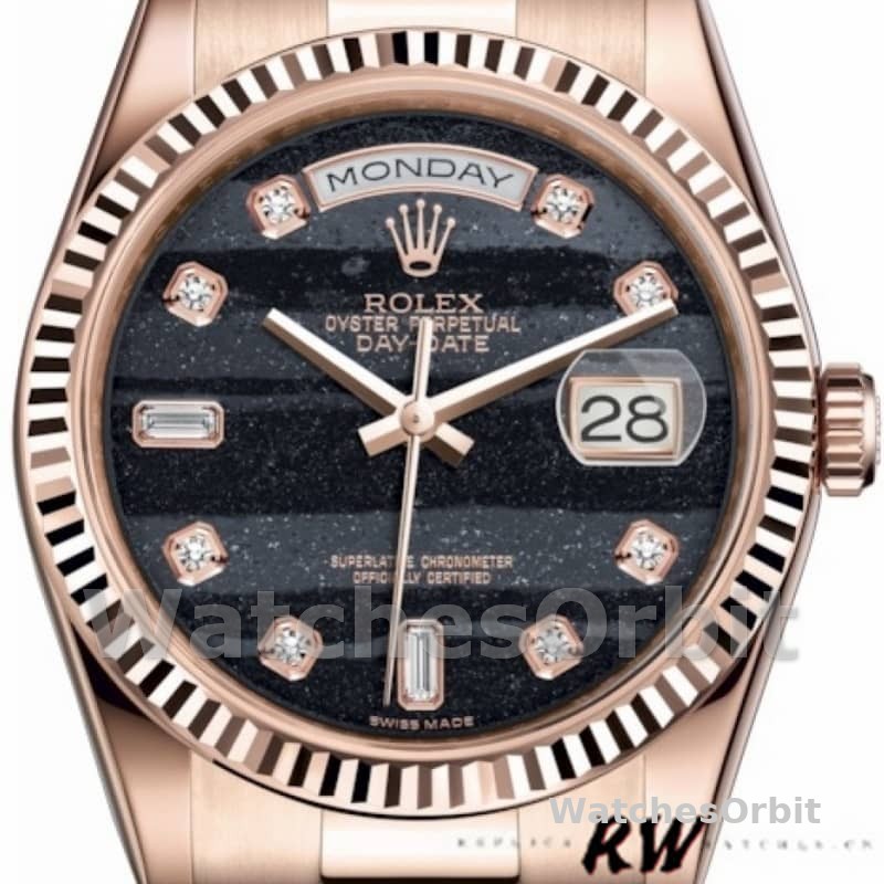 Rolex Day-Date 118235 Everose Gold Diamond Ferrite Dial 36mm Unisex Replica Watch