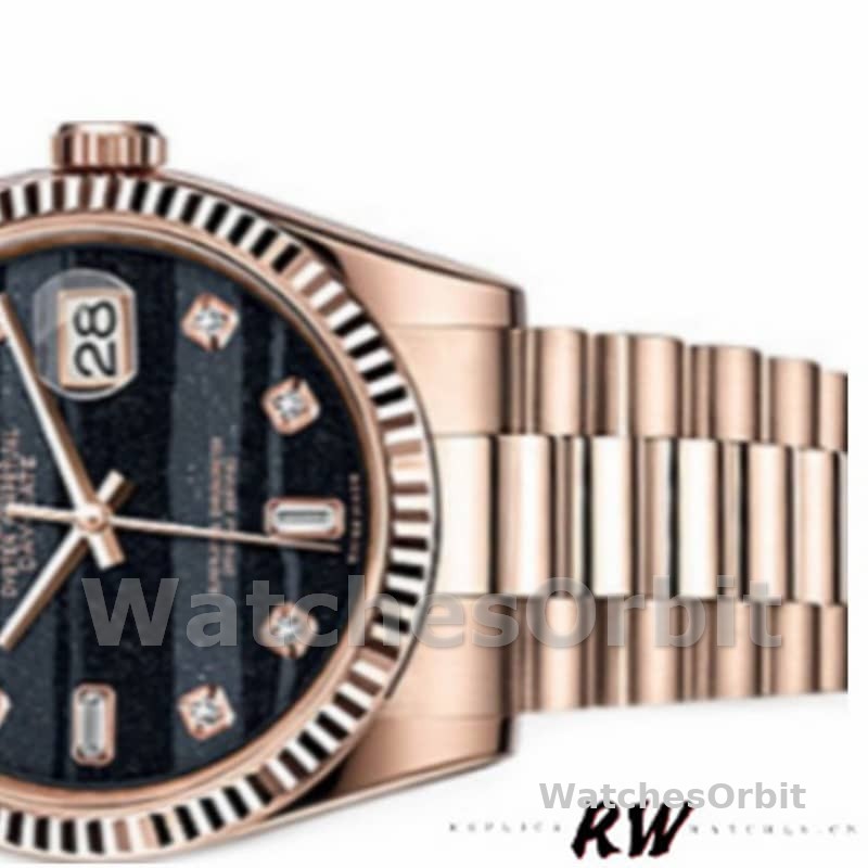 Rolex Day-Date 118235 Everose Gold Diamond Ferrite Dial 36mm Unisex Replica Watch