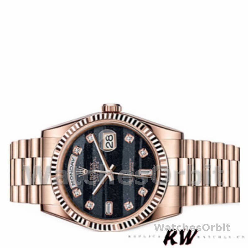 Rolex Day-Date 118235 Everose Gold Diamond Ferrite Dial 36mm Unisex Replica Watch
