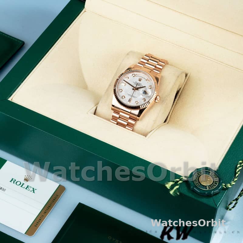 Rolex Day-Date 118235 Everose Gold Meteorite Diamond Dial 36mm Unisex Replica Watch