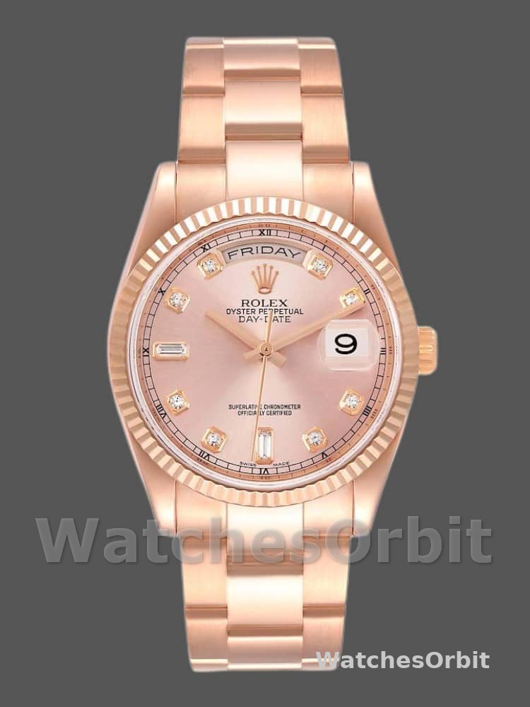 Rolex Day-Date 118235 Everose Gold Pink Diamond Dial 36mm Lady Replica Watch