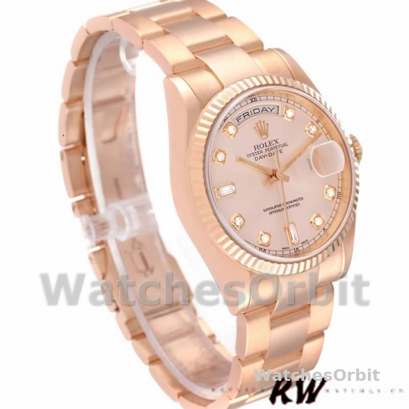 Rolex Day-Date 118235 Everose Gold Pink Diamond Dial 36mm Lady Replica Watch