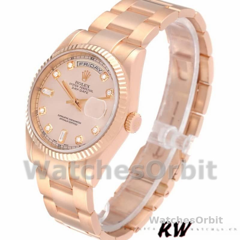Rolex Day-Date 118235 Everose Gold Pink Diamond Dial 36mm Lady Replica Watch