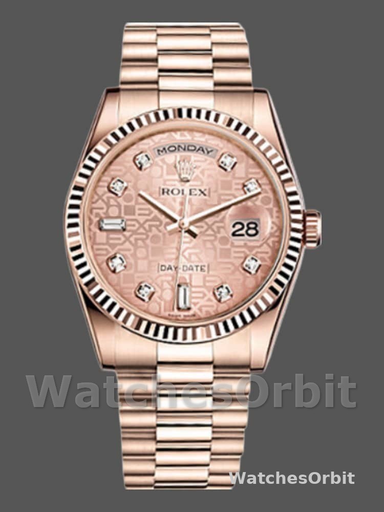 Rolex Day-Date 118235 Everose Gold Pink Jubilee dial 36mm Lady Replica Watch