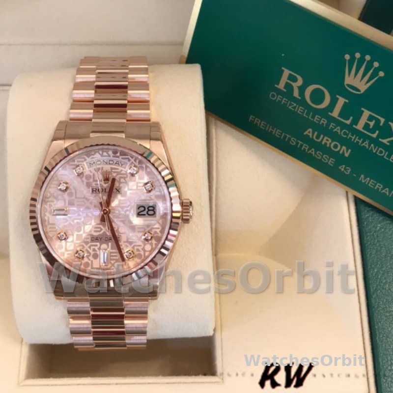 Rolex Day-Date 118235 Everose Gold Pink Jubilee dial 36mm Lady Replica Watch