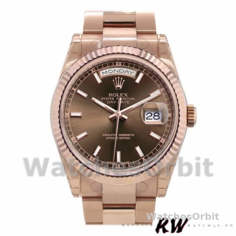 Rolex Day-Date 118235 Fluted Bezel Chocolate Dial 36mm Unisex Replica Watch